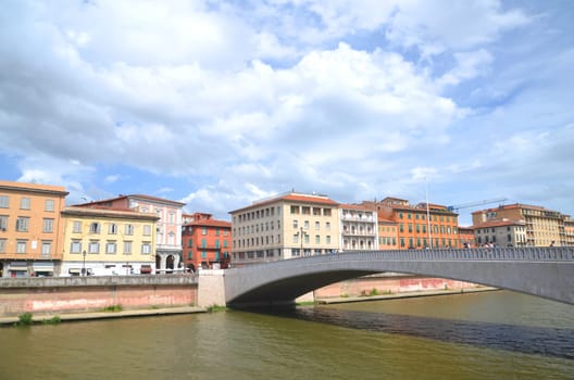 Mezzo Bridge over Arno river in Pisa, Italy