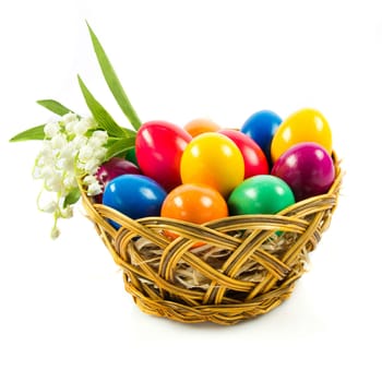Easter eggs in a  basket