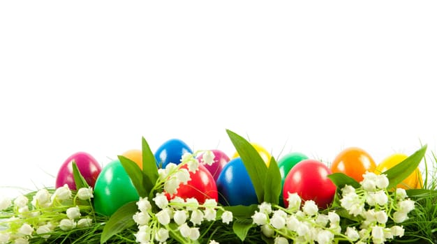 Easter eggs in Fresh Green Grass .