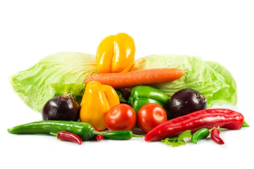 Fresh vegetable isolated on white background.  Healthy Eating. Seasonal organic raw vegetables.