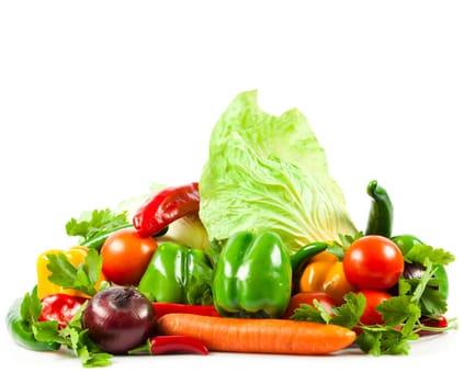 Fresh vegetable isolated on white background.  Healthy Eating. Seasonal organic raw vegetables.