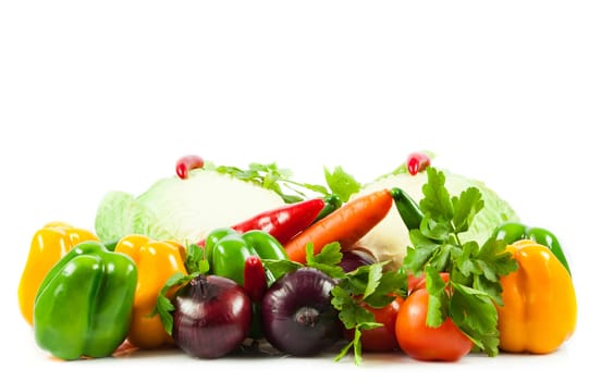 Fresh vegetable isolated on white background.  Healthy Eating. Seasonal organic raw vegetables.