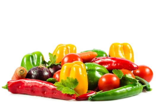 Fresh vegetable isolated on white background.  Healthy Eating. Seasonal organic raw vegetables.