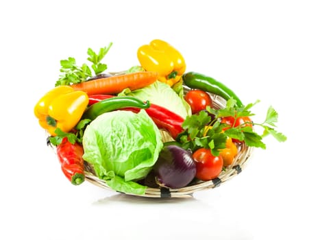 Fresh vegetable isolated on white background.  Healthy Eating. Seasonal organic raw vegetables.