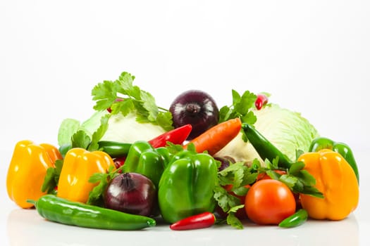 Fresh vegetable isolated on white background.  Healthy Eating. Seasonal organic raw vegetables.
