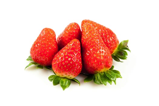 Strawberries with leaves. Isolated on a white background.