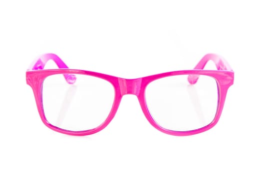 Pink  glasses isolated on white