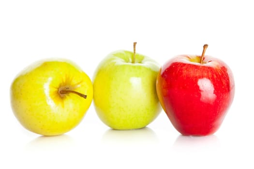 fresh colorful apples isolated on white background