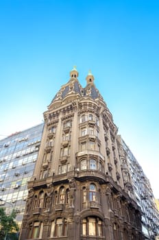 Old dramatic looking apartment building in Buenos Aires, Argentina