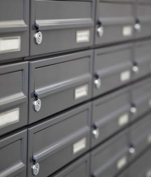 metallic mailboxes.
