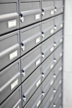 metallic mailboxes.