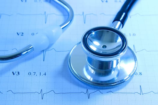 Stethoscope on EKG printout