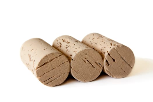 Wine corks isolated on a white background