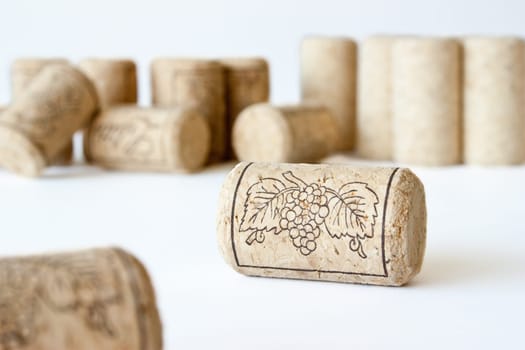 Wine cork on white background