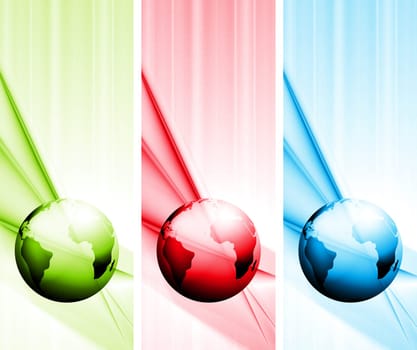 Elegant tech banners with globe. Vector design eps 10