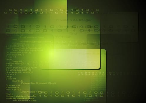 Dark green technology background with binary program code. Vector design eps 10