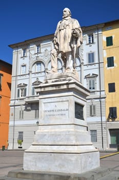 The statue of Giuseppe Garibaldi in Lucca, Tuscany in Italy