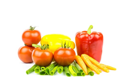 Various vegetables as still lifes against a white background