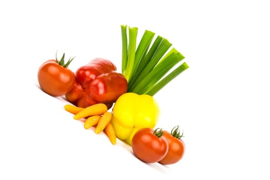 Various vegetables as still lifes against a white background
