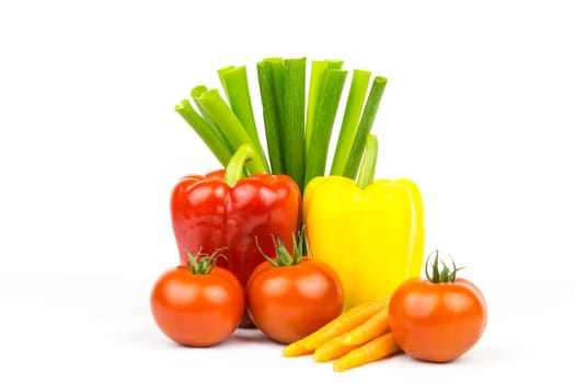 Various vegetables as still lifes against a white background
