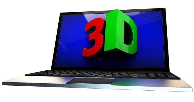 laptop screen concept 3d isolated on white with clipping path