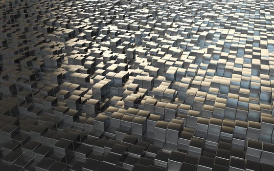 abstract background with steel cubes made ​​in 3d