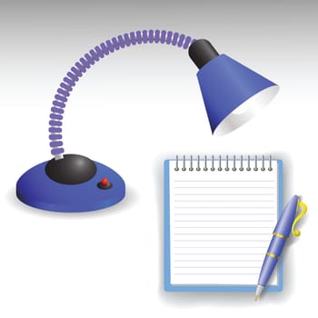 colorful illustration with desk lamp and pen  for your design
