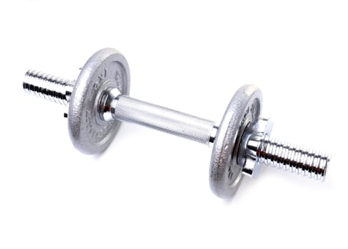 Dumbell weights on white background