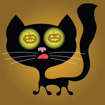 colorful illustration with halloween cat  for your design