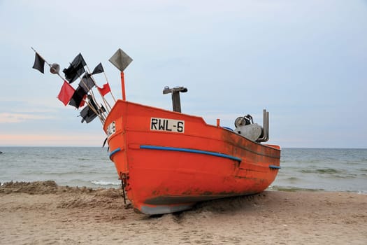 Fishing boat on the Polish Baltic Sea coast