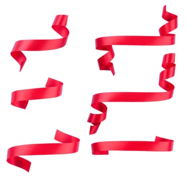 Red ribbon banner collection with path