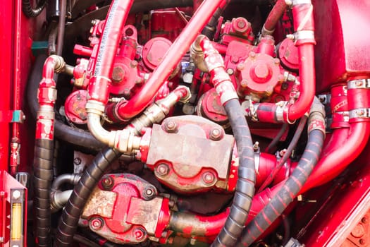 Car engine. Sugar cane harvest.