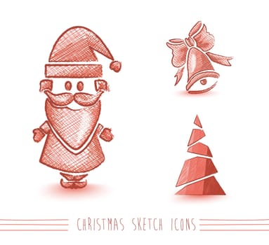 Merry Christmas red hand drawn Santa Claus and winter elements set. EPS10 vector file organized in layers for easy editing.