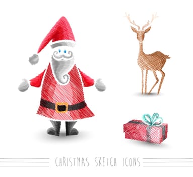 Merry Christmas hand drawn Santa Claus and winter elements set. EPS10 vector file organized in layers for easy editing.