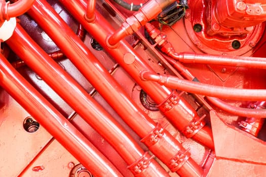 Car engine. Sugar cane harvest.