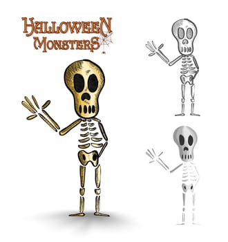Halloween monsters scary human skeletons set. EPS10 Vector file organized in layers for easy editing.