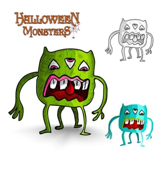 Halloween monsters scary looking eyes creature set. EPS10 Vector file organized in layers for easy editing.