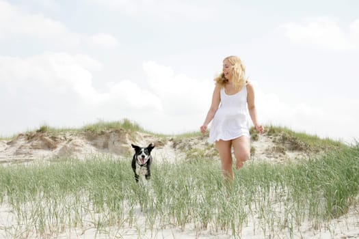 Blonde woman with dog