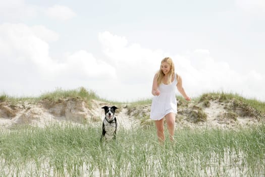 Blonde woman with dog