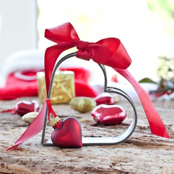 Heart-shaped cookie cutter with decoration for Christmas