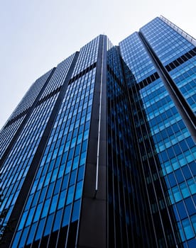office buildings.  Modern glass building exterior