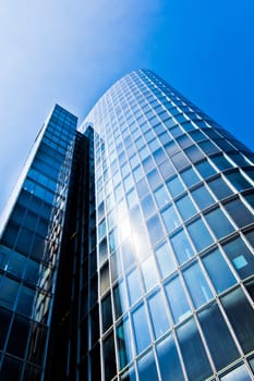 office buildings.  Modern glass building exterior