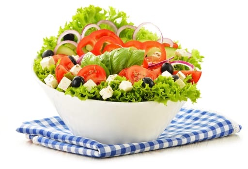 Vegetable salad bowl isolated on white