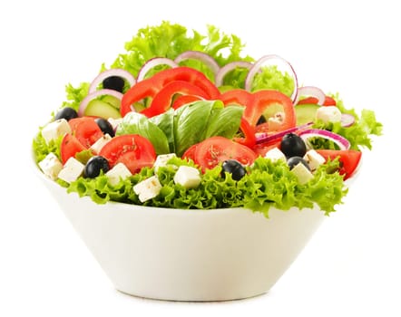 Vegetable salad bowl isolated on white