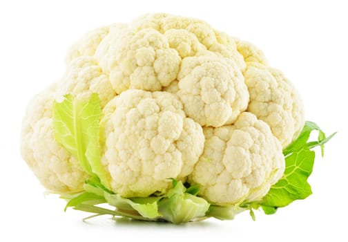 Fresh raw cauliflower isolated on white background