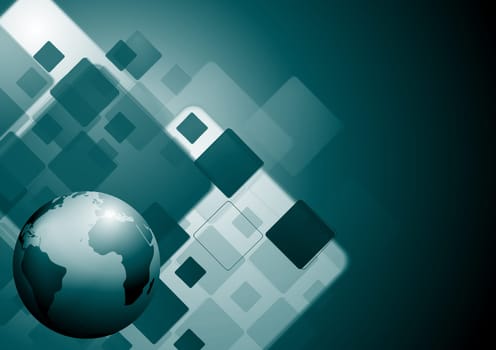 Elegant technology design with squares and globe. Vector background eps 10