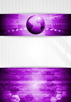 Bright tech business background with globe. Vector illustration eps 10