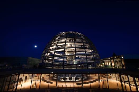 The glass dome of the Reichstag in Berlin, Germany.