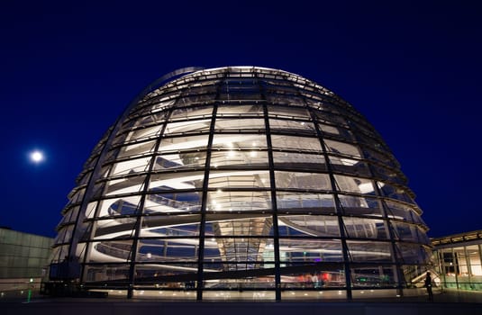 The glass dome of the Reichstag in Berlin, Germany.