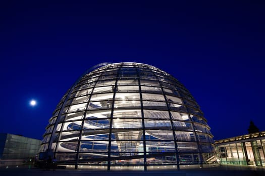 The glass dome of the Reichstag in Berlin, Germany.